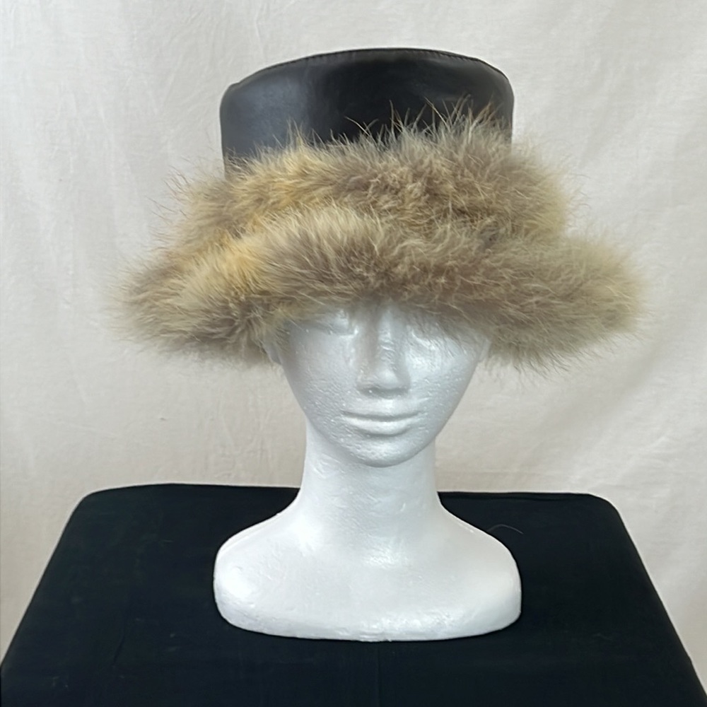 FURS BY CLYDE BURTRUM Vintage Handmade Genuine Fur & Leather Hat NWT